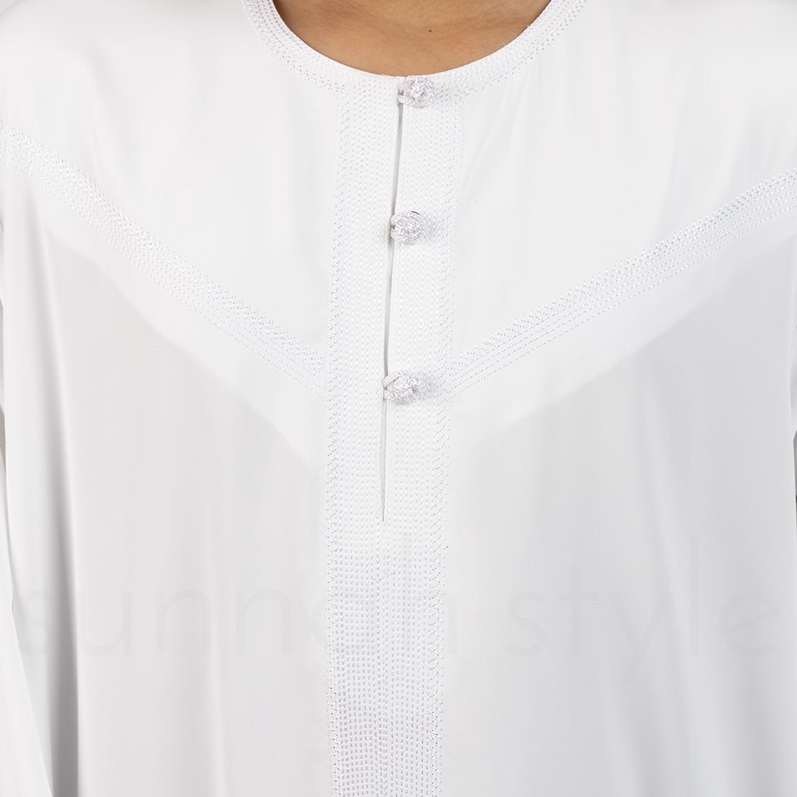 Sunnah Style Boys Omani Embroidered Thobe White Child